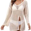 Smaoqingji Vestito da Mare Donna Spiaggia Vestitospiaggia - 1 Pezzo, Mandorla, Copricostume Bikini, con Scollo a V all'Uncinetto Poncho, Camicetta Personalizzata Manica Lunga Spacco Laterale