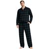BEEYANOPAL Pigiama Uomo in Flanella 100% Cotone a Quadri con Camicia e Pantaloni con Vita Elastica, Morbido e Caldo per Inverno (IT, Testo, S, Regular, Regular, Quadri Rossi e Neri)