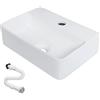 MAGIC SELECT Lavabo Sospeso in Ceramica Bianca, Antimacchia, Facile da Pulire, Ideale per Cucina o Bagno, 36,5x25,5x10,5 CM