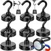 Benaton 8 Pezzi Ganci Magnetici Extra Forti, 16mm Ganci Magnetici Nero Forza di Trazione Extra Forte Magnete Neodimio 9kg, Gancio Magnetico Nero Calamite Neodimio Ganci Cucina Rotondo Ganci(16x35mm)