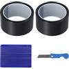 Culinavog Fibra di Carbonio per Auto, 5 cm x 5 m Pellicola in Fibra di Carbonio Autoadesiva, Nero Antigraffio, con 2 Raschietti in Plastica per Auto/Bici/Motociclo Lucido & Bolla Libera