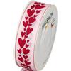 Halbach Seidenbänder Nastro regalo cuori, larghezza 25 mm, lunghezza 18 m, nastro stampato con motivo a cuori, nastro perfetto per matrimonio o San Valentino, rosa pallido/rosso