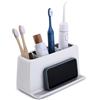 YouCopia Ledge - Portaspazzolino a 3 scomparti, organizer da bagno con supporto per telefono e spazio per gioielli e piccoli accessori
