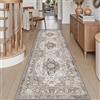 DEXI Passatoia Corridoio 60 x 150 cm, Tappeto Cucina Antiscivolo Lavabile, Tappetino Morbido Vintage di Pelo Corto - Assorbente per Porta, Ingresso Interno e Lavanderia, Marrone
