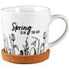 Papierdrachen Tazza di alta qualità in ceramica con sottovaso in sughero coordinato, decorazione da tavolo, tavolino da caffè, tazza da caffè Spring is in the air, per Pasqua