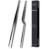 SouxMux Pinza da forno da 25 cm e pinzette, punte seghettate di precisione, utensili da cucina professionali in acciaio inossidabile per barbecue, servizio e preparazione di piatti.