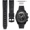 HORACE Cinturino universale per orologio in silicone liquido 20mm - Compatibile Omega x Swatch MoonSwatch - Kit di montaggio incluso (Nero Coccodrillo/Cuciture Bianche - Nero)