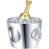 GLOWDAS Charms in oro placcato Champagne in secchiello di ghiaccio, 925 Sterling Silver bottiglia di champagne perline con chiaro CZ, fit Pandora braccialetto di compleanno, regali per il partito/madrina