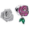 YUMINN Rose 2 Pieces/Set Charms Argento 925 Sterling per Bracciali e Collane Perline Pendenti Regali di Gioielleria per le Donne