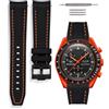 HORACE Cinturino universale per orologio in silicone liquido 20mm - Compatibile Omega x Swatch MoonSwatch - Kit di montaggio incluso (Nero/Cuciture Arancio)