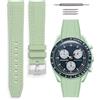 HORACE Cinturino universale per orologio in silicone liquido 20mm - Compatibile Omega x Swatch MoonSwatch - Kit di montaggio incluso (Verde Menta/Cuciture Menta - Argento)