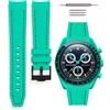 HORACE Cinturino universale per orologio in silicone liquido 20mm - Compatibile Omega x Swatch MoonSwatch - Kit di montaggio incluso (POLAR LIGHTS Ciano/Cuciture Nere)