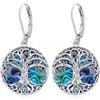 Eusense Orecchino con albero della vita Orecchini in argento 925 con conchiglia di abalone Orecchini pendenti Gioielli Regalo per donne ragazze