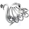 IMINI Anello a fascia aperta con pavone per donne e ragazze, delicato argento Sterling S925, regolabile, delicato fiore animale, espandibile, comodo, vintage, idea regalo per compleanno, Metallo, Nuovo