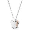 VLNET Collana in argento 925 con angelo, lettera in argento rosato e zirconi bianchi. Collezione Angeli Roberto Giannotti (I)