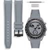 HORACE Cinturino universale per orologio in silicone liquido 20mm - Compatibile Omega x Swatch MoonSwatch - Kit di montaggio incluso (Grigio/Cuciture Nere)