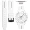 HORACE Cinturino universale per orologio in silicone liquido 20mm - Compatibile Omega x Swatch MoonSwatch - Kit di montaggio incluso (Bianco/Linea Nera)