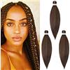 Cybelleza Treccine Capelli Extension Pre Stretched Braiding Hair Pre Allungato Stirato Yaki Professionale Africane Capelli Sintetici Lunghi Sintetici Afro Ombre Crochet 3 Ciocche 65cm Auburn chiaro