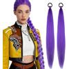 AWAVM 66cm Lunghi Viola Intrecciatura Estensioni Capelli, Pre-stretched Sintetico Intrecciatura Capelli per Costumi di Halloween, Cosplay, Feste Palco e Altro (Viola Scuro, Confezione di 2)