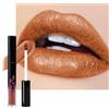 Lestpola Rossetto liquido metallizzato, marrone dorato, lucidalabbra altamente pigmentato, impermeabile, a lunga durata, formula leggera, non bastone per labbra, rossetto gotico, per donne, vegano 02