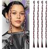INSPUTOL Extension capelli sintetici intrecciati con clip per donne, 17 pollici, uso quotidiano e acconciature per feste (4 pezzi - nero + rosa)