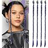 INSPUTOL Extension capelli sintetici intrecciati con clip per donne, 17 pollici, nero e blu, 4 pezzi, uso quotidiano e acconciature per feste