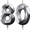 Deratta Candele Compleanno Candela Numero 80 Decorazioni Torta Compleanno Candeline Compleanno Argento Candele per Feste Candelina 80 anni Donna Uomo