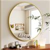 BEAUTYPEAK Specchio rotondo decorativo da 76 cm da parete per bagno, toeletta, soggiorno, zona d'ingresso, specchio rotondo con bordo in elegante cornice in alluminio