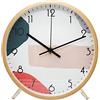 ALEENFOON Orologio da parete al quarzo, in legno, geometria 22 cm, stile moderno, silenzioso senza ticchettio, per soggiorno, camera da letto, ufficio, cucina, interni e bambini