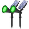 T-SUNUS Luci Solari da Giardino, Faretto Solare da Esterno 2 Modalità IP65 Impermeabile Auto ON/OFF, Lampade Solari da Giardino Decorative per Patio Tree Yard 2 Pezzi Verde