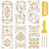 WANDIC 6 fogli adesivi trasferibili da strofinare, motivo con bordo dorato, impermeabili, decalcomanie decorative per mobili, diari spazzatura per fai da te, scrapbooking, 15 x 30 cm