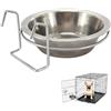 LuckyOpt Ciotola per cani da appendere, ciotola per cani in acciaio inox con supporto appeso, ciotola per alimenti, ciotola per l'acqua in gabbia, adatta per gatti, cani (13 cm)