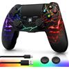 CHENGDAO Controller per PS4, Controller Senza Fili per PlayStation 4/Pro/Slim, Telecomando con Luce RGB Regolabile, Batteria da 1000mAh, Sensore di Movimento a 6 Assi, Vibrazione Doppia, Jack Audio da 3.5mm