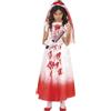 FIESTAS GUIRCA | Costume Bloody Wife Bambini (7-9 Anni) - Vestito e Velo - Costumi da Sposa Sangrienta per Halloween, Carnevale e Feste di TERRORE- Ideale per Bambine - Bianco e Rosso