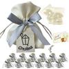 Doni Bomboniere Set Cresima 12 Sacchetti Portaconfetti in Cotone Fiocco e Targhetta Simboli Sacri Cresima con Bustine Confetti Bianchi Cioccolato Made in Italy Bigliettini Personalizzabili Confettata