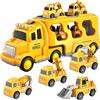BLmukce Dinosaurier Transporter LKW für Kinder 3-8 Jahre - Transformierbar in Dino mit 10 Die-Cast Rennwagen, Tragbares Spielzeug Auto Set mit Aufbewahrung für Jungen & Mädchen