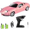 FLYCOLOR LD1804 RC Drift Car in scala 1:18 Mini MX-5 RWD 2,4 GHz Miata RC Veicoli con giroscopio e luci a LED per adulti giocattoli hobby (rosa)