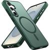 Knrlqim Custodia Magnetica per Samsung Galaxy S25+, Compatibile con MagSafe, PC Silicone Cover Traslucido Opaco, Case Protezione Fotocamera & Pulsanti Metallo, Antiurto Antiscivolo Slim, Verde