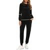 Enjoyoself Donna Completi Sportivi Tute in Velluto Morbido Due Pezzi da Pigiama per Primavera Autunno Inverno Regalo Natale-Nero/XL