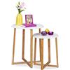 Relaxdays Tavolini da Salotto Rotondi, Set 2 Tavoli, H 48,5 e 60,5 cm, Design Moderno per Soggiorno, Naturale Bianco