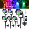 T-SUN 6 Pezzi Faretto RGB da Giardino con Telecomando & Bluetooth COB Alluminio Esterno con Adattatore A Tempo Colore Regolabile IP65 Impermeabile Faretti LED da Esterno per Sentiero Terrazza Natale