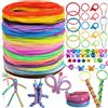 HanCheng 250 Pezzi Kit di Fili per Scooby Doo,200 Pcs Scoubidou Fili 20 Colori con Portachiavi,Ganci,Perline,Campana per Creare Braccialetti,Collane