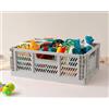 KIOKIDS Scatola di stoccaggio pieghevole grigia 40x30x15