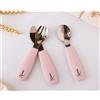 Posate in acciaio e silicone rosa