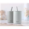 2 bicchieri in silicone grigio con cannuccia
