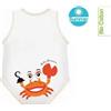 J Bimbi Baby Bodysuit 0-36 Months In Fresh Organic Cotton Crab Pattern