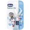 CH Clip Fashion Verde, Chicco, Clip per Ciuccio, 1 Pezzo, Design 2 in 1, Tessuto Double Face
