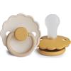 FRIGG Daisy - Round Silicone 2-Pack Pacifiers - Chamomile/Honey gold - Size 1