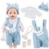 Xerteam 5 abiti per bambole da 14 a 18 pollici, 35 - 45 cm, graziosi vestiti per bambole, 1 tuta da coniglio blu + 1 top+1 cappello a orecchie di coniglio + 1 calzino+1 ciondolo a coniglietto per ragazze