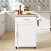 SoBuy FKW102-WN Carrello da cucina con piastra da lavoro Carrello laterale con porta e cassetto Carrello per bevande per ufficio Bianco natura